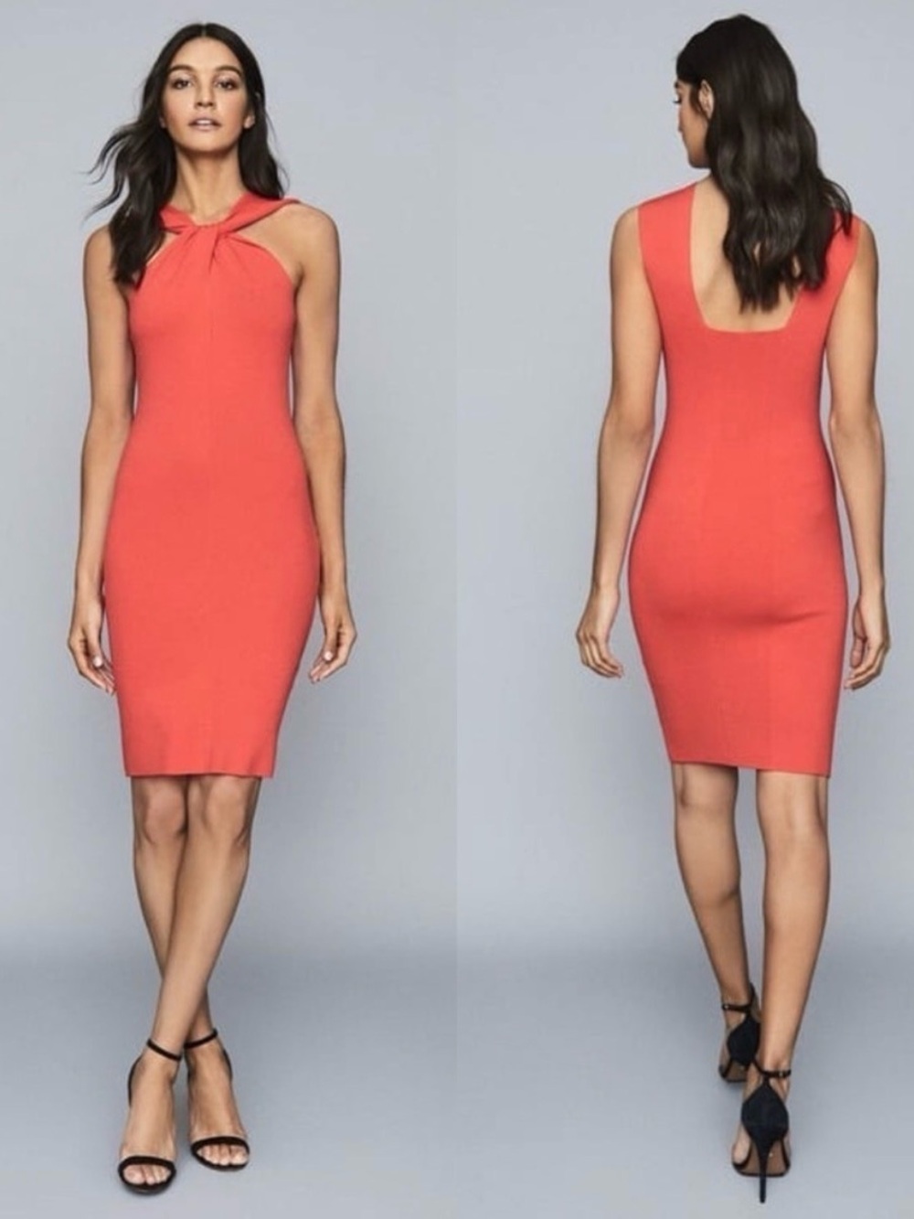Reiss Sawyer Bodycon Coral Dress, size S
